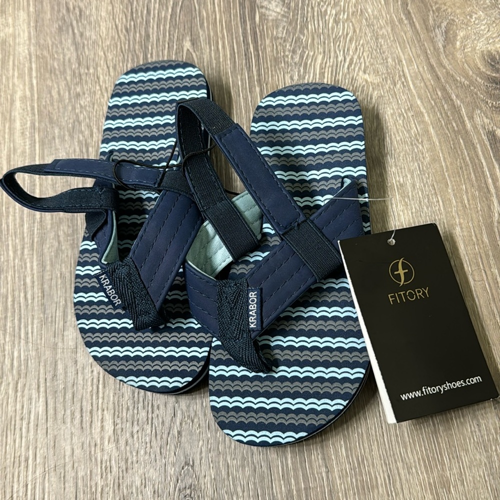 NWT Navy blue flip flops with back strap